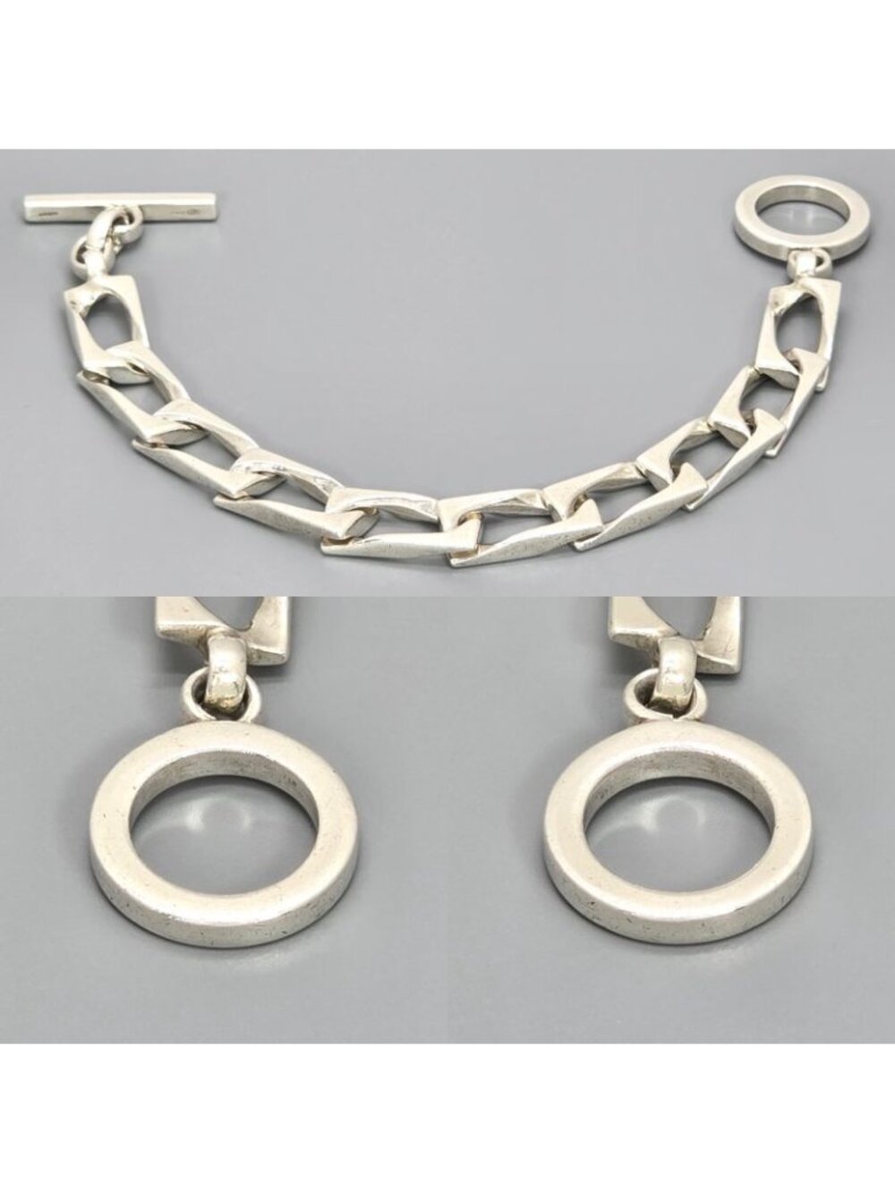 Gucci Figaro Chain Bracelet 16 cm Star Ring Silver Toggle Closure Logo 19.8 cm - Picture 7 of 10